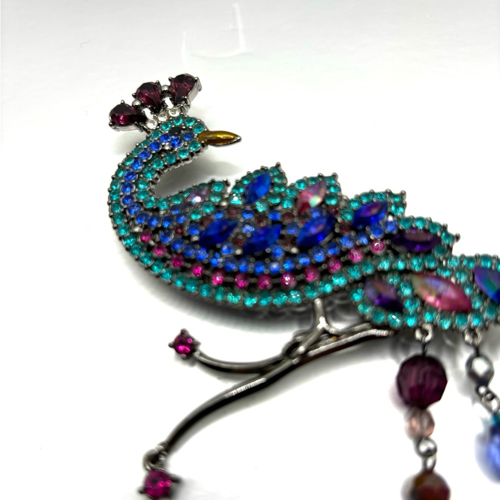 Vintage Avon Rhinestone Peacock Brooch